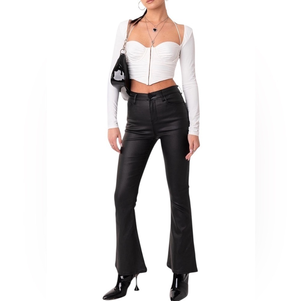 Edikted Luna Faux Leather Flare Jeans - Size Large – NWT